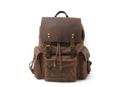 Canvas Leather Travel Backpack Rucksack Bags