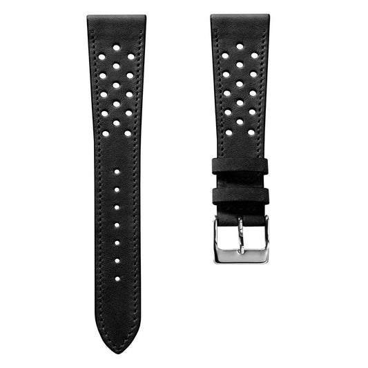 WatchGecko Missouri élégant en cuir perforé noir - Bracelet de montre sophistiqué