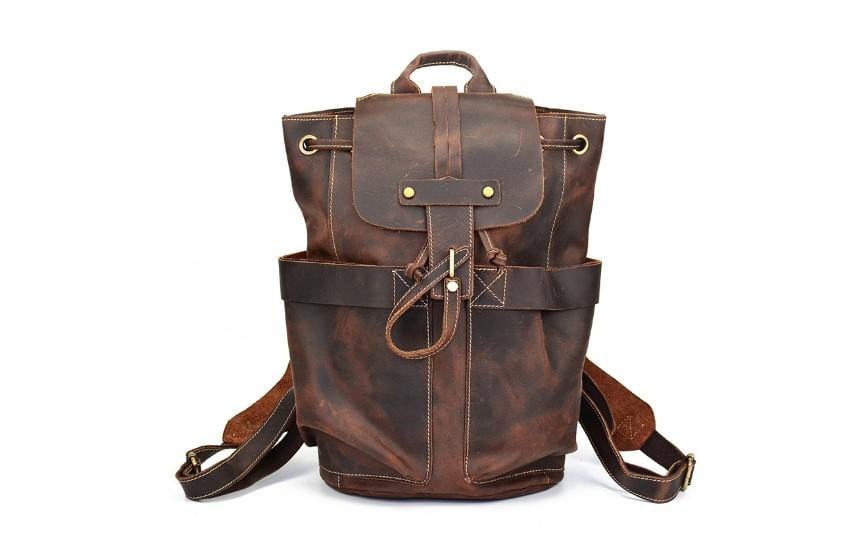 Rustic Brown Leather Convertible Backpack Purse