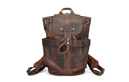 Rustic Brown Leather Convertible Backpack Purse