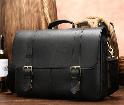 Mens Black Leather Messenger Womens Shoulder Bag