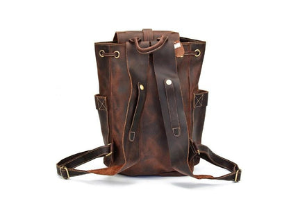Rustic Brown Leather Convertible Backpack Purse