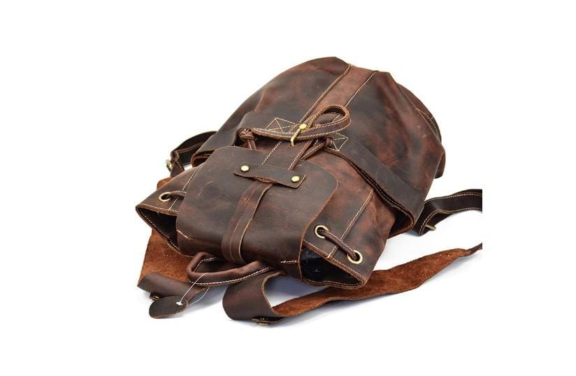 Rustic Brown Leather Convertible Backpack Purse