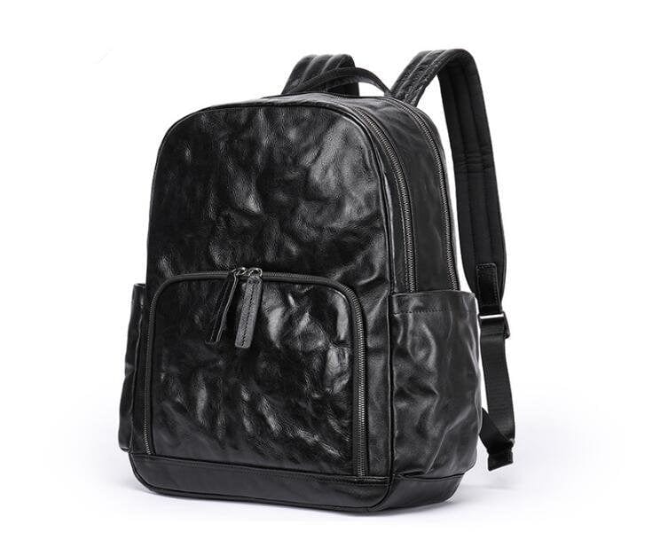 Elgant Large Black Leather Backpack Purse Bag