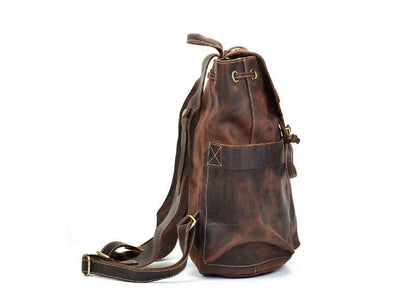 Rustic Brown Leather Convertible Backpack Purse