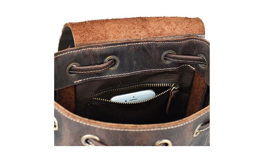 Rustic Brown Leather Convertible Backpack Purse