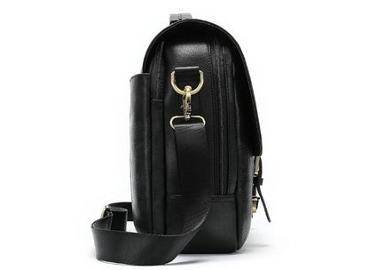 Mens Black Leather Messenger Womens Shoulder Bag