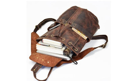 Rustic Brown Leather Convertible Backpack Purse