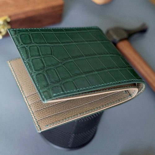 Green x Taupe bifold wallet