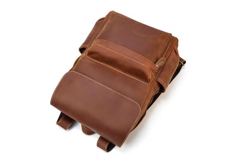Handcrafted Brown Mini Leather Backpack Purse