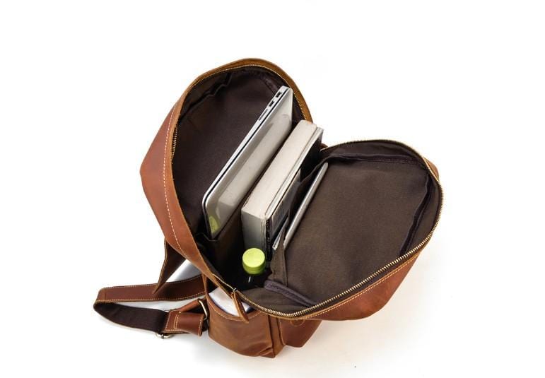 Distressed Leather Travel Backpack Purse