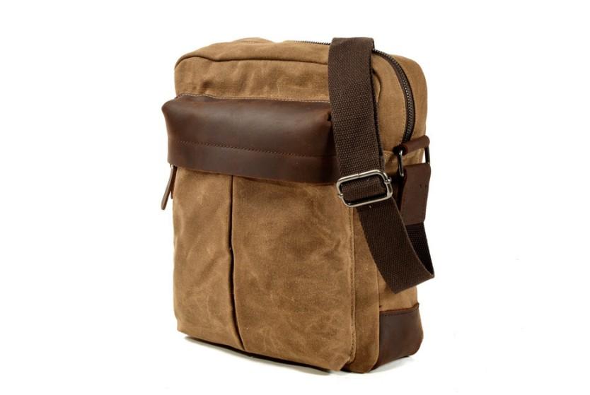 Unisex Canvas Crossbody Messenger Bag Leather Handbag