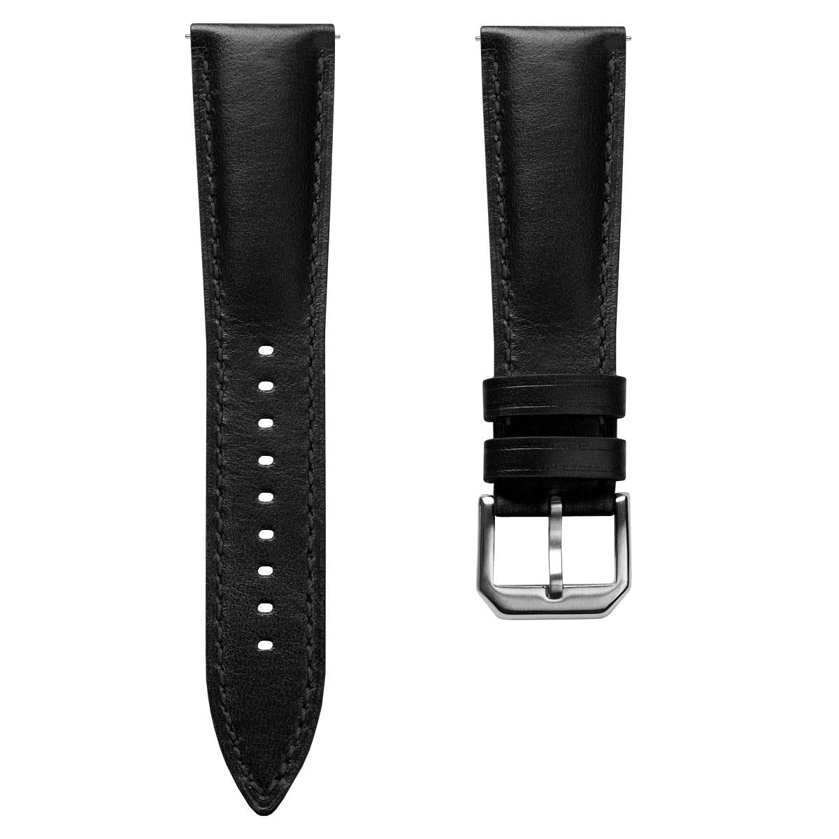 Tenby Genuine Leather Watch Strap – Elegant Black Padded Design