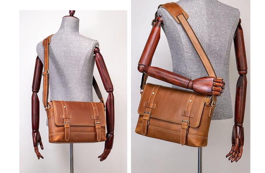 Mens Vintage Leather Messenger Bag Womens Satchel