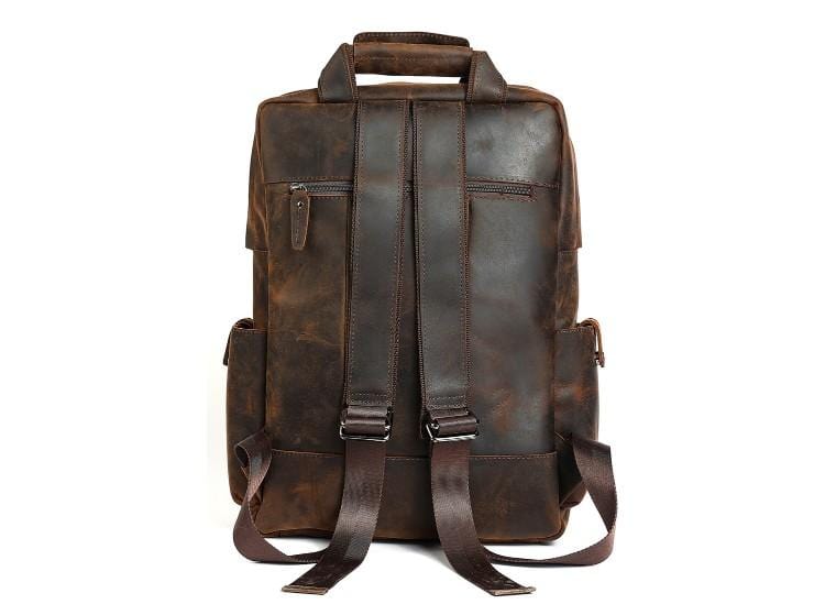 Brown Leather Laptop Backpack Purse
