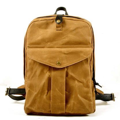 Canvas & Leather Backpack Purse Grey Black Brown