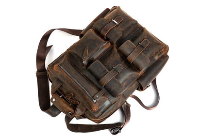Brown Leather Laptop Backpack Purse