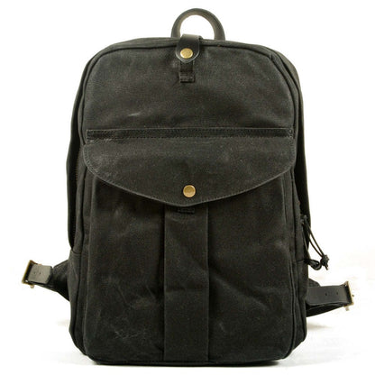 Canvas & Leather Backpack Purse Grey Black Brown