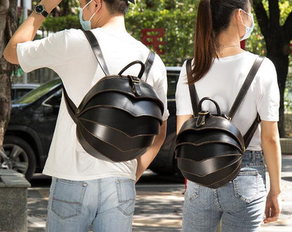 Designer Red Leather Backpack Bag