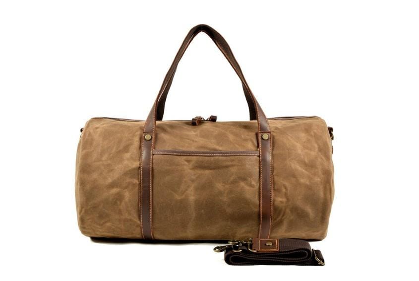 Mens Canvas Leather Travel Bag Womens Weekender Luggage Duffel