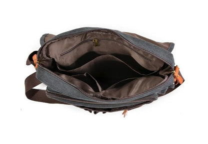 Mens Denim Canvas Messenger Bag Leather Handbags