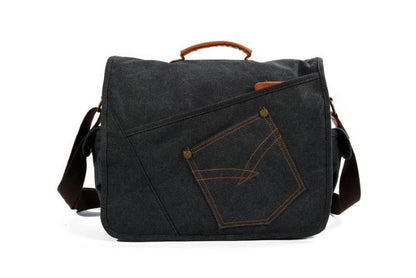 Mens Denim Canvas Messenger Bag Leather Handbags