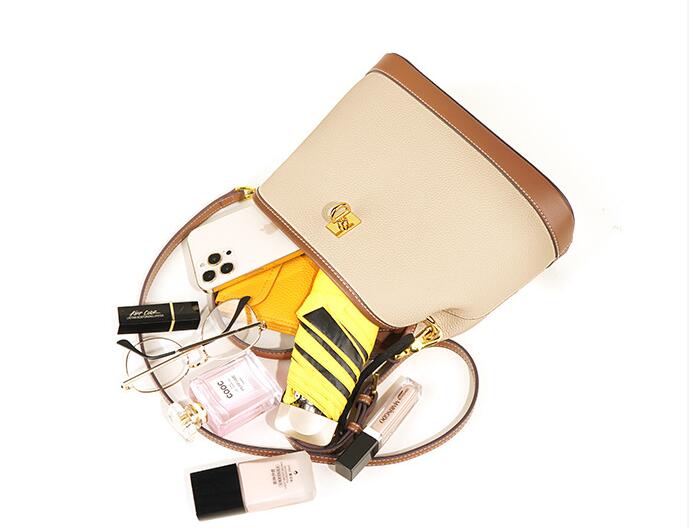 Mixed Color Women's Leather Tote Crossbody Handbag