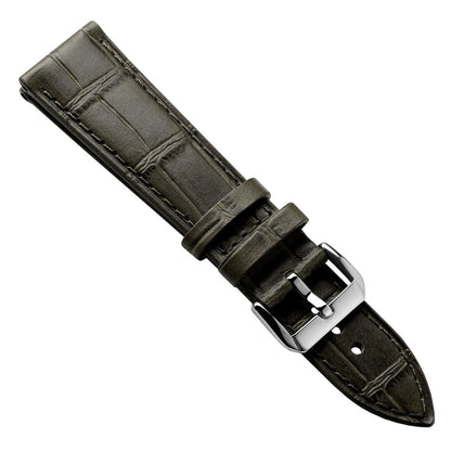 Bracelet de Montre en Cuir Artisanal Louvain Croc - Vert Olive Élégant