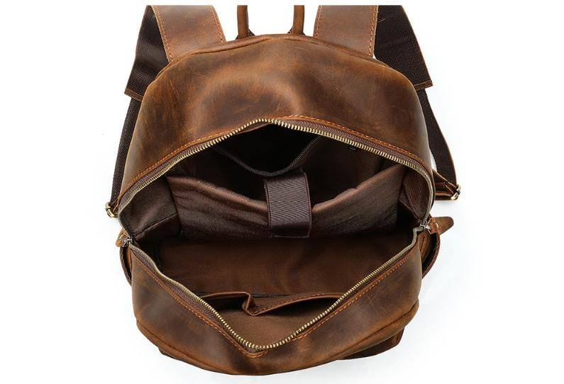 Brown Leather High School Backpack for Boys and Girls
