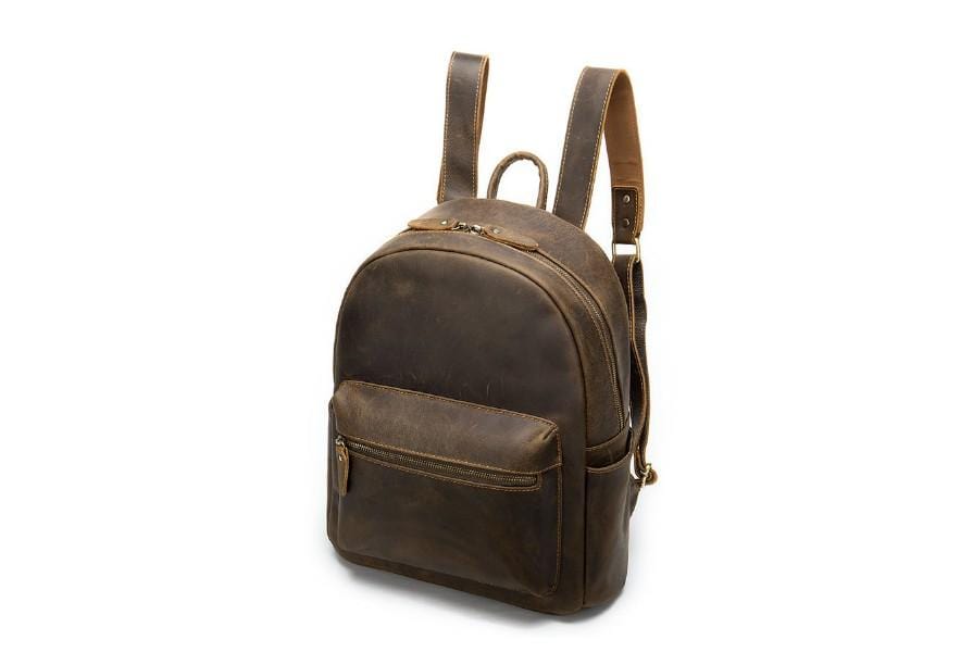 Dark Brown Vintage Leather Backpack Diaper Bag Purse
