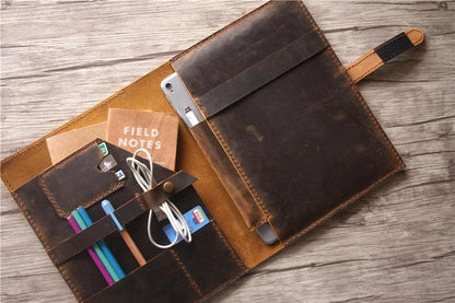 Embossed Brown Leather Portfolio Bag