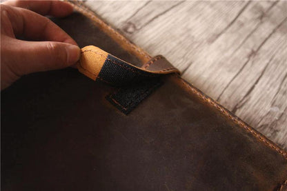 Embossed Brown Leather Portfolio Bag