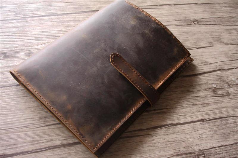 Embossed Brown Leather Portfolio Bag