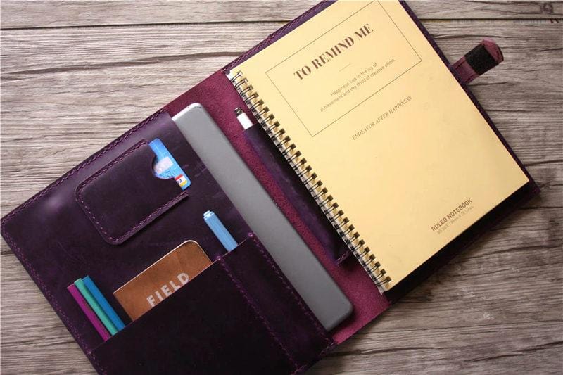 Personalized Leather Padfolio Purple Color