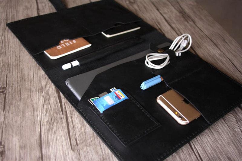 Personalized Leather iPad Air Cover Case with Pencil Holder