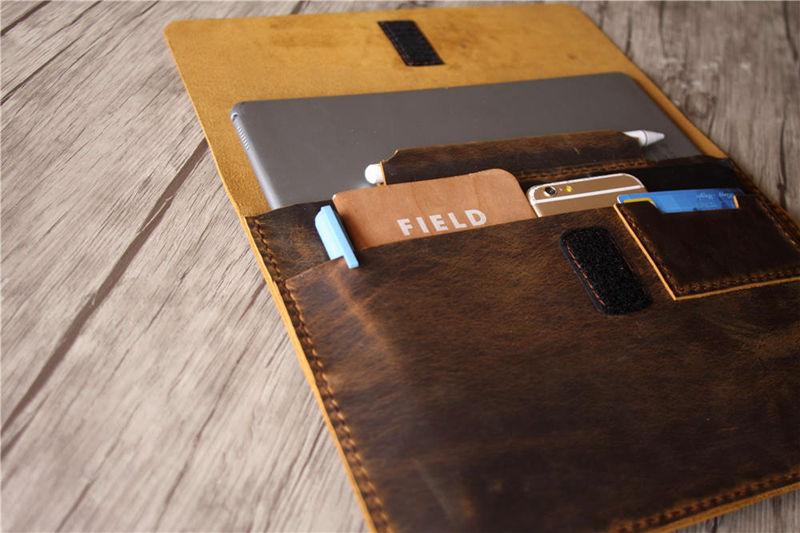 Personalized Distressed Brown Leather iPad Pro 11 inch Cover Sleeve