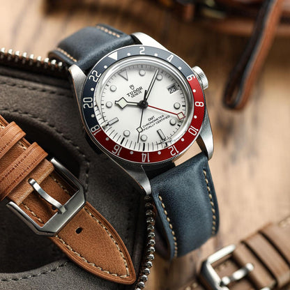 Bracelet en cuir véritable rembourré Whitby - Gris foncé pastel