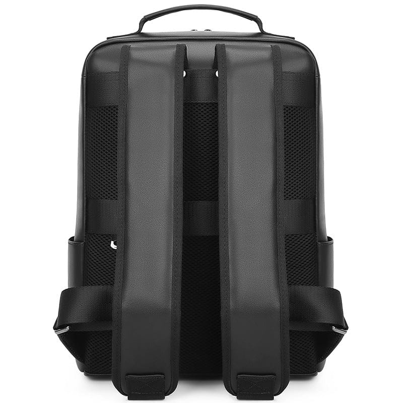 Unisex Black Leather Laptop Backpack Purse Bag