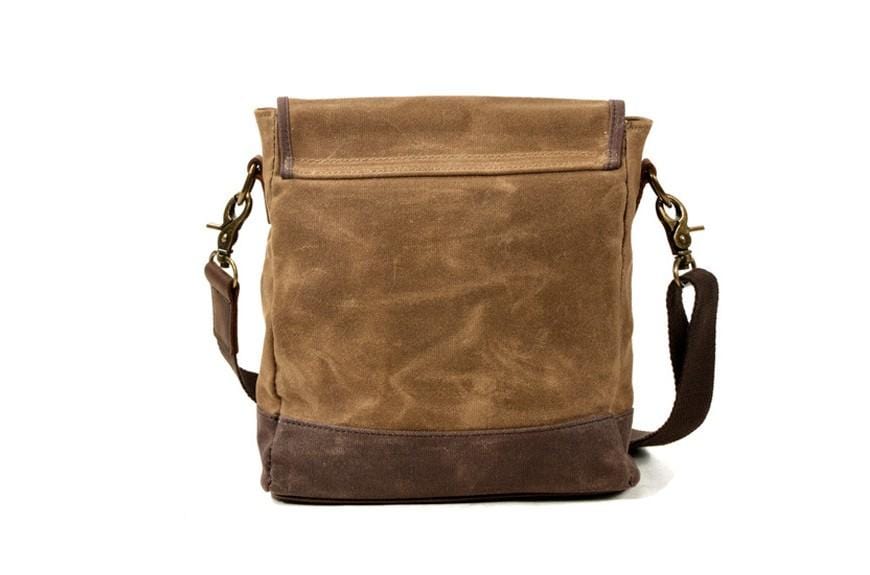 Waxed Canvas Messenger Bag Leather Shoulder Briefcase