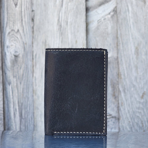 Meraki - Black Full Grain Leather Trifold Wallet
