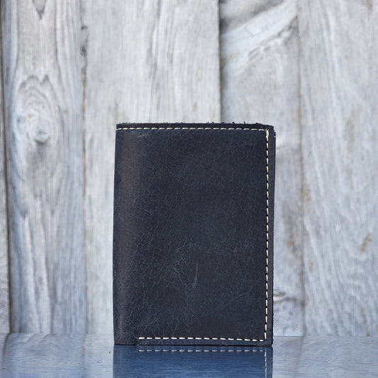 Meraki - Black Full Grain Leather Trifold Wallet