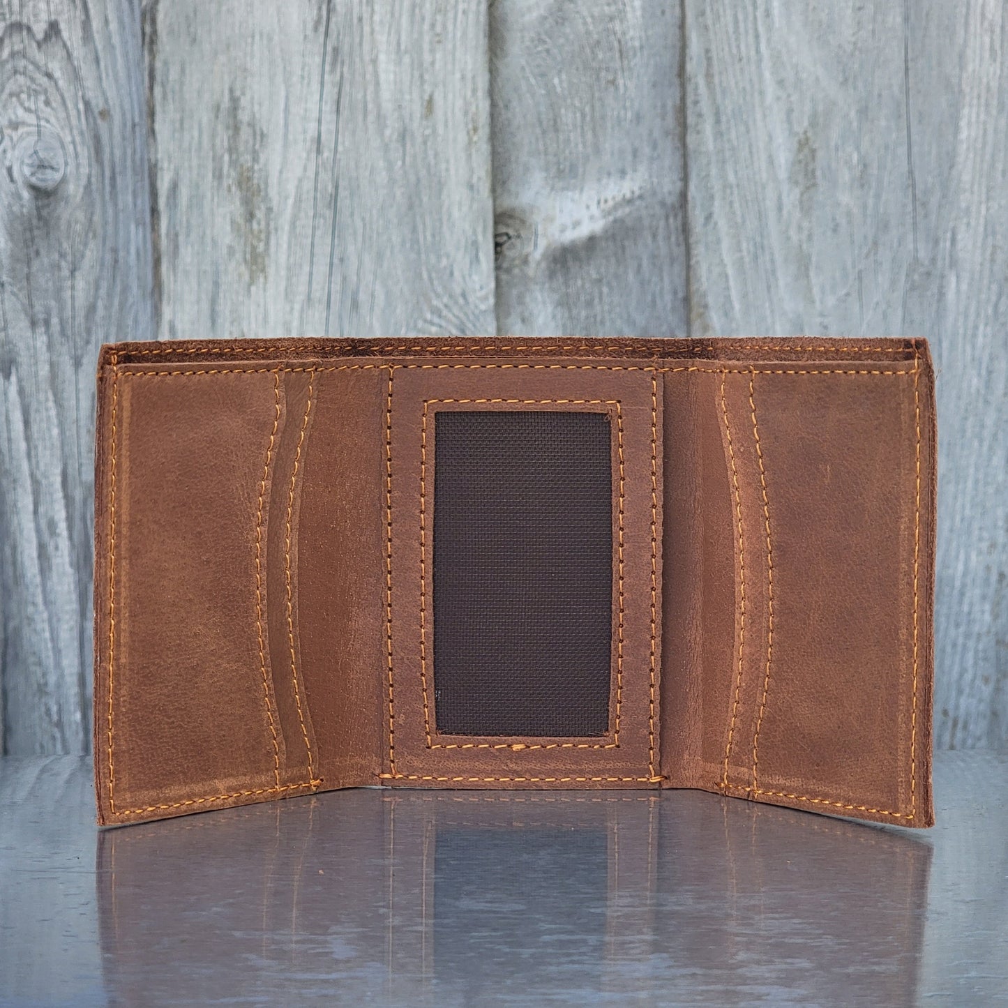 Meraki - Brown Full Grain Leather Trifold Wallet