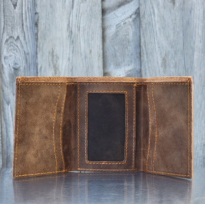Meraki - Black Full Grain Leather Trifold Wallet