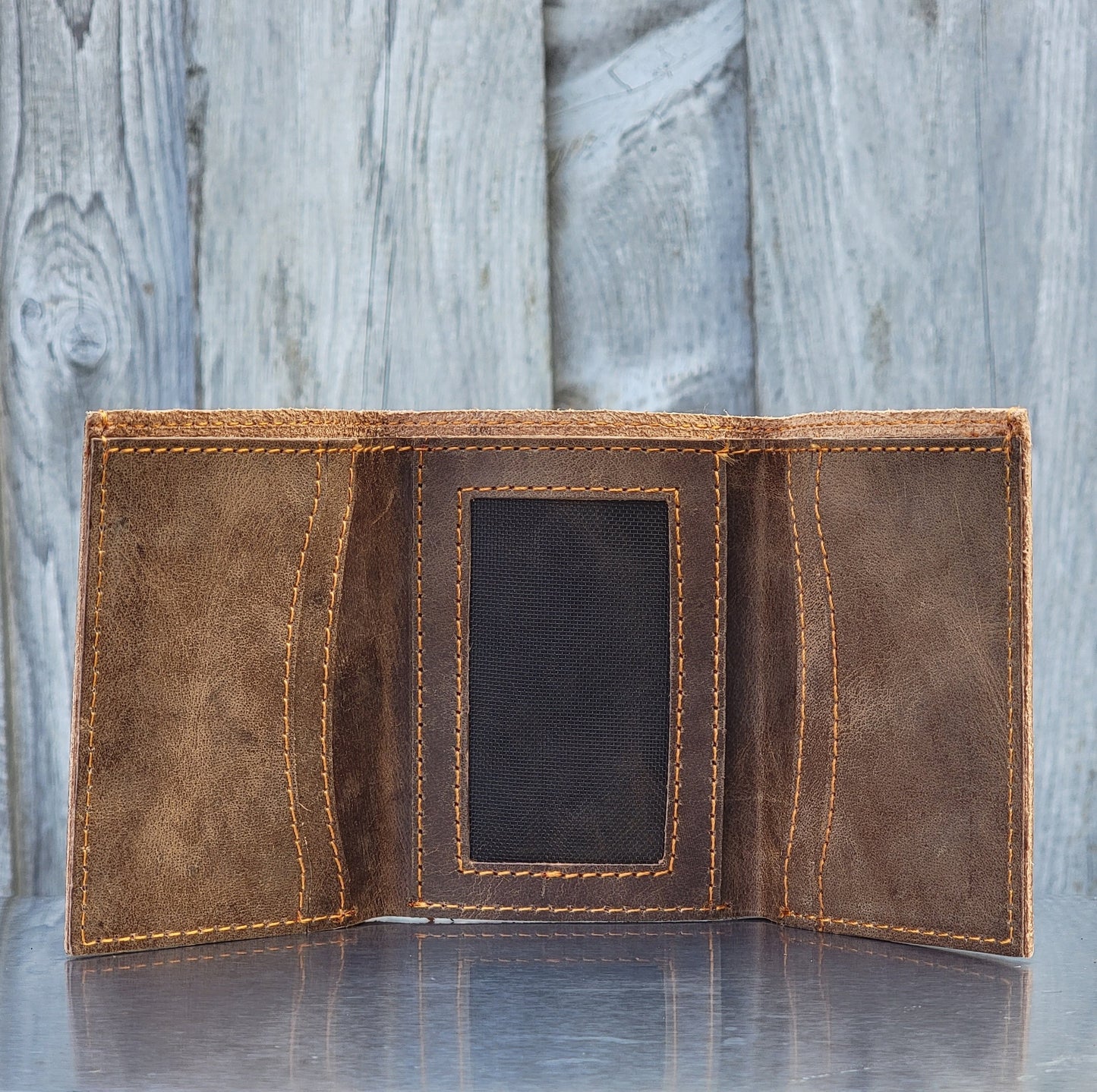 Meraki - Brown Full Grain Leather Trifold Wallet