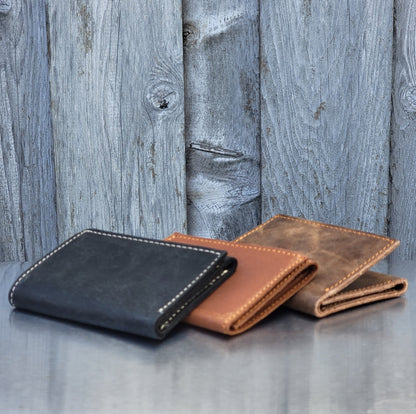 Meraki - Black Full Grain Leather Trifold Wallet