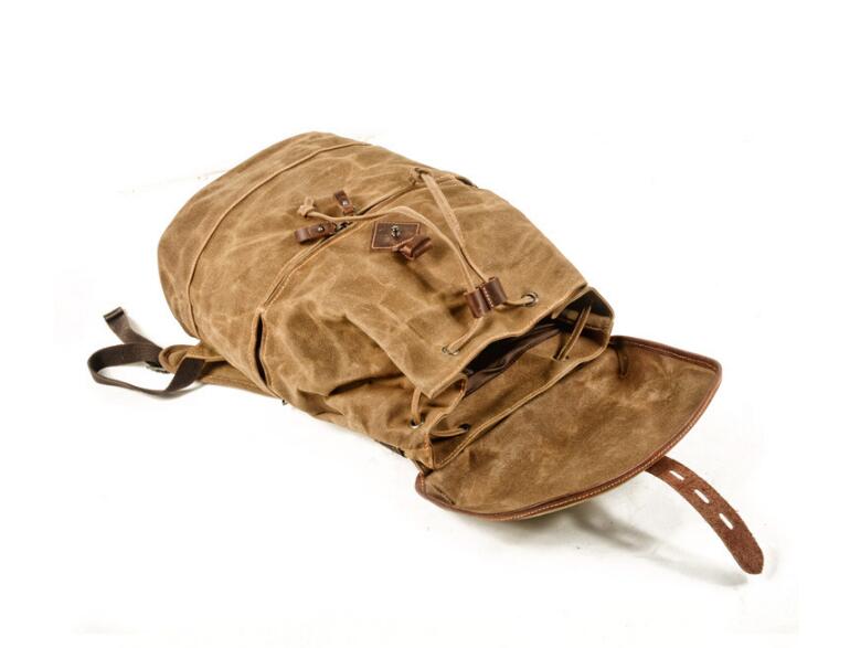 Canvas & Leather Backpack Bag Grey, Brown, Black