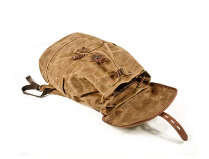 Canvas & Leather Backpack Bag Grey, Brown, Black