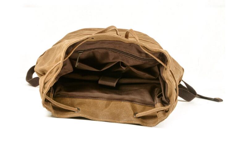 Canvas & Leather Backpack Bag Grey, Brown, Black