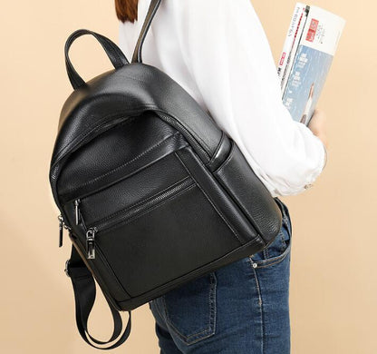 Womens Small Black Leather Backpack Purse Bag