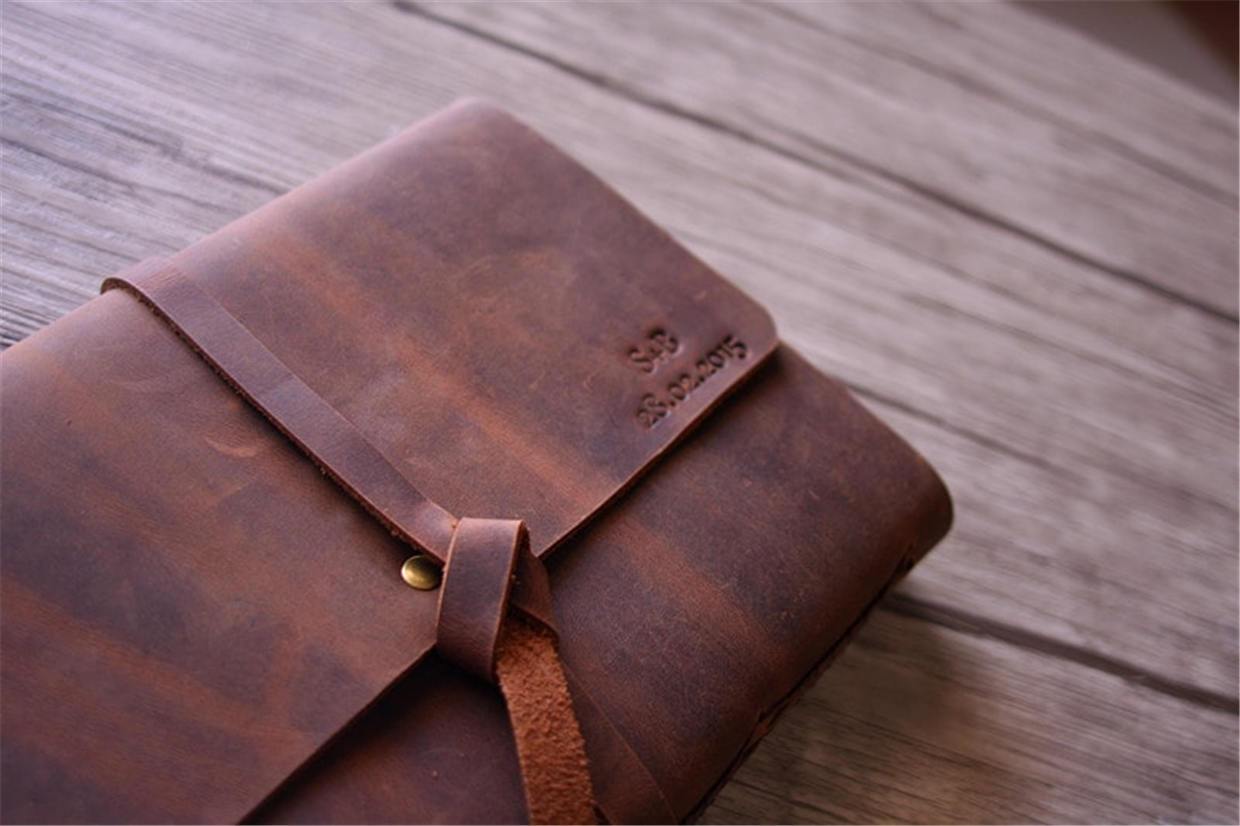 Monogrammed Leather Memorial Service Guest Book